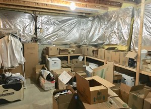 The boxes in this basement storage room had not been touched in 10 years!